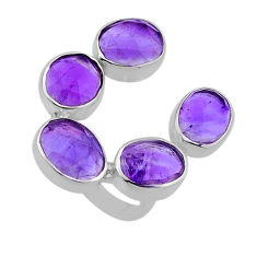 15.79cts checker cut natural purple amethyst fancy 925 silver ring size 7 n48731