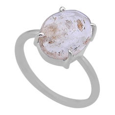 4.90cts checker cut natural white herkimer diamond 925 silver ring size 6 n48294