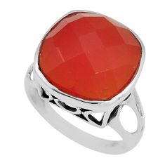 11.15cts checker cut orange cornelian (carnelian) silver ring size 7.5 y50577