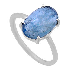 4.94cts checker cut paraiba kyanite natural orange silver ring size 7.5 n48296