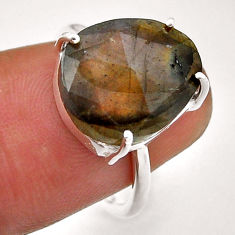 Checker cut purple labradorite spectrolite ( finland) silver ring size 6 n48338