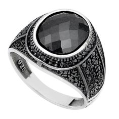 6.73cts checker cut red garnet quartz topaz silver mens ring size 10.5 c28111