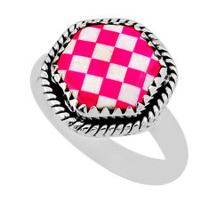 5.36cts checker pink white strip opal 925 sterling silver ring size 8 n39342