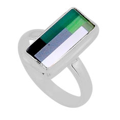 5.53cts checker white pearl chalcedony onyx 925 silver ring size 7.5 n53399