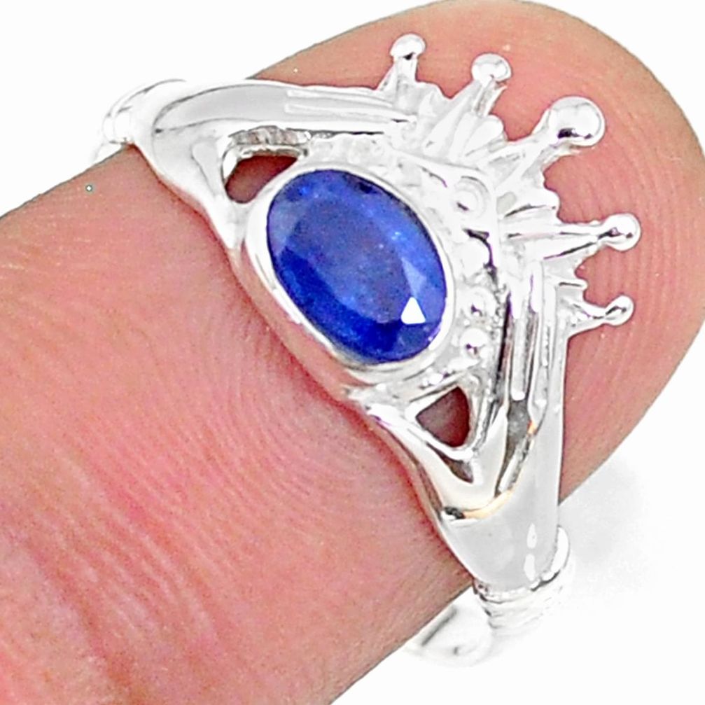 1.14cts claddagh evil eye natural blue sapphire 925 silver ring size 8 t36552