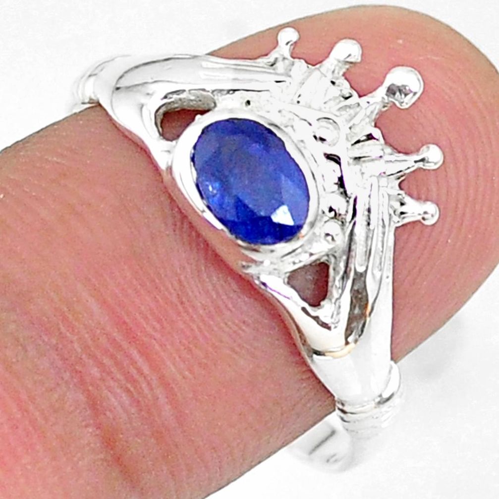 1.14cts claddagh evil eye natural blue sapphire 925 silver ring size 9 t36551