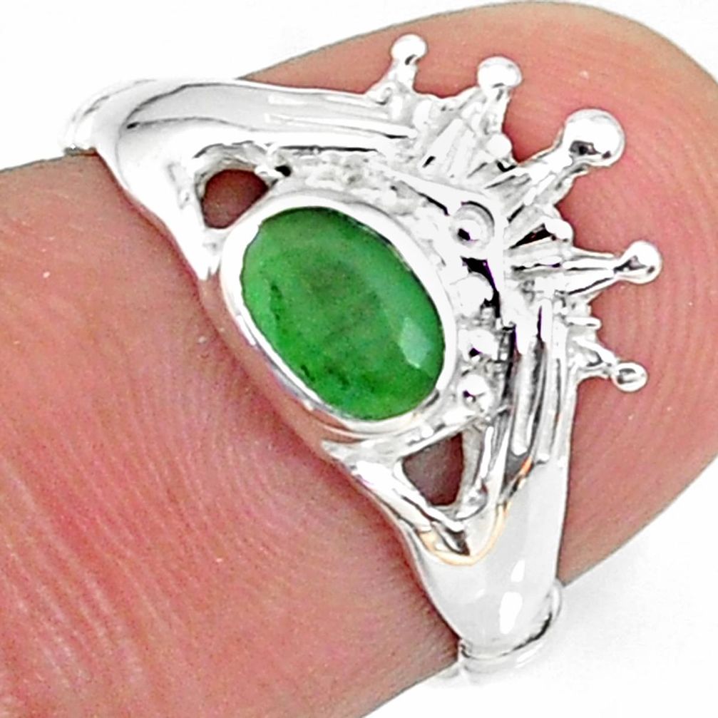 1.08cts claddagh evil eye natural green emerald 925 silver ring size 6 t36559