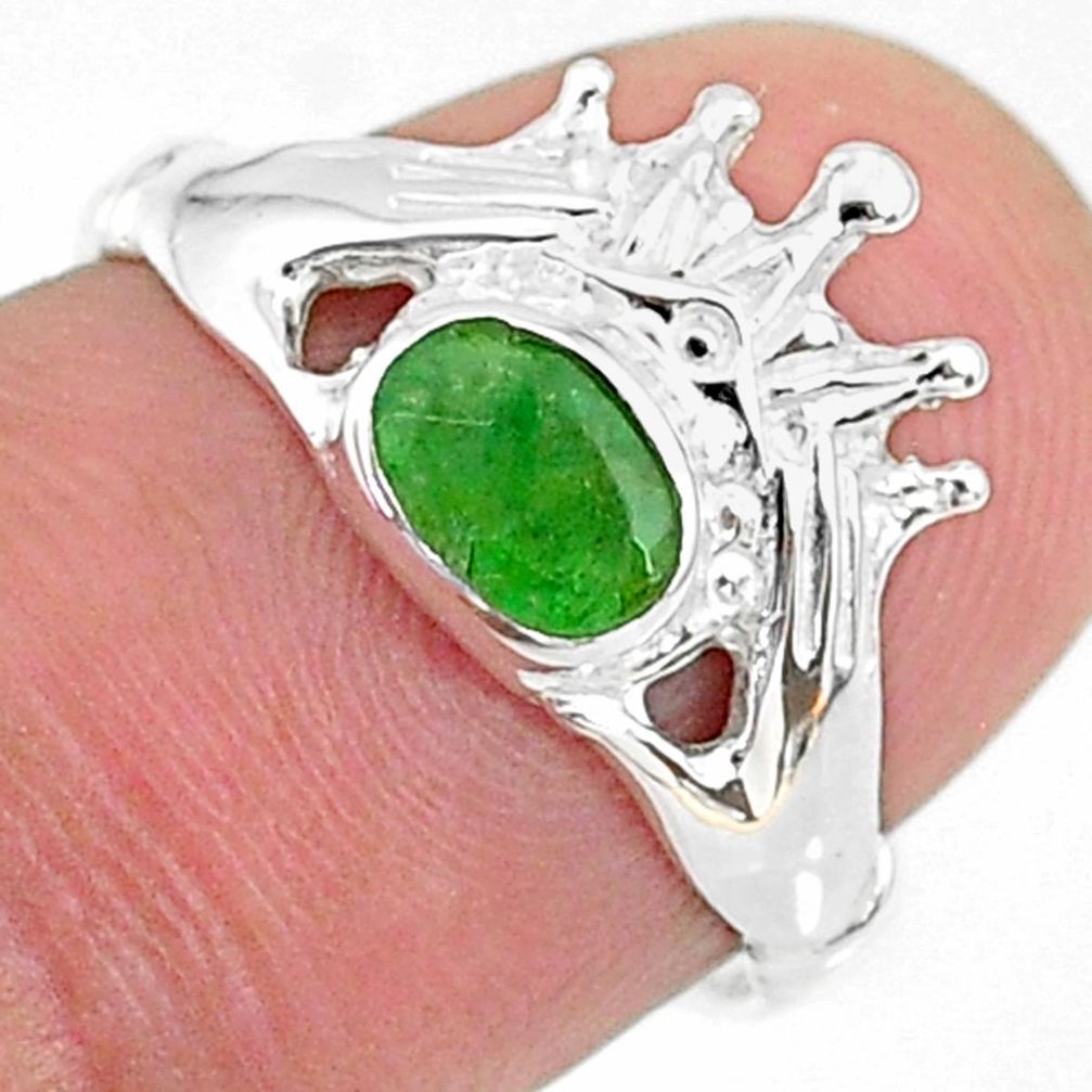 1.08cts claddagh evil eye natural green emerald 925 silver ring size 7 t36553