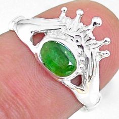 1.06cts claddagh evil eye natural green emerald 925 silver ring size 7 t36557