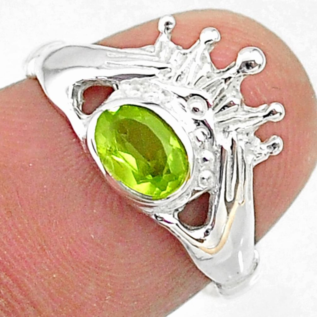 1.06cts claddagh evil eye natural green peridot 925 silver ring size 7 t36571