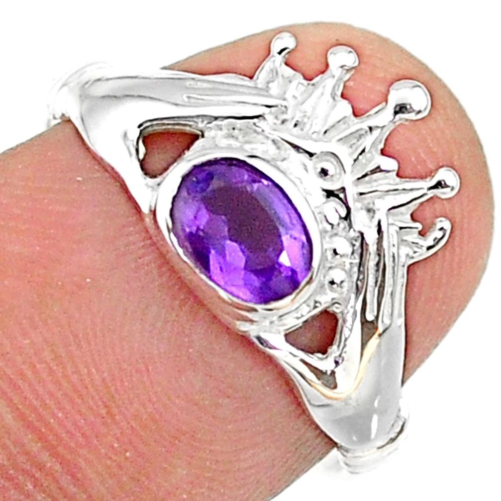 1.06cts claddagh evil eye natural purple amethyst 925 silver ring size 7 t36562