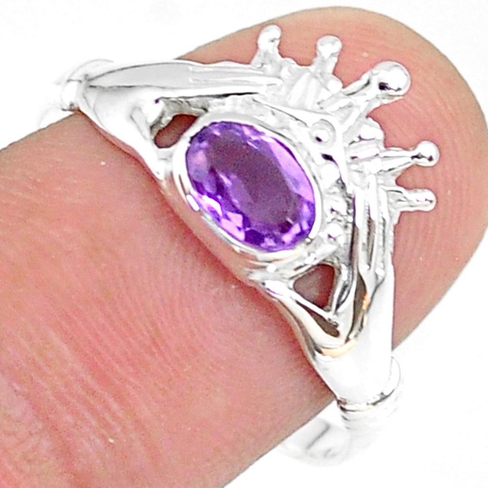  evil eye natural purple amethyst 925 silver ring size 9 t36527