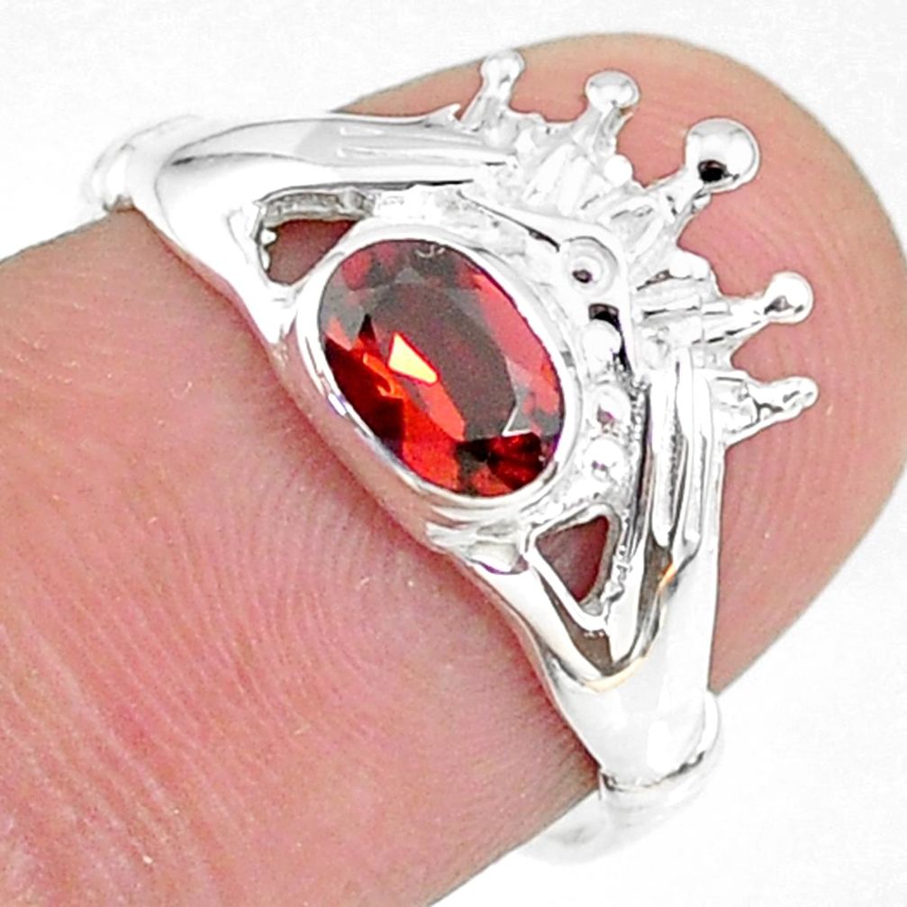 0.99cts claddagh evil eye natural red garnet 925 silver ring size 7 t36525
