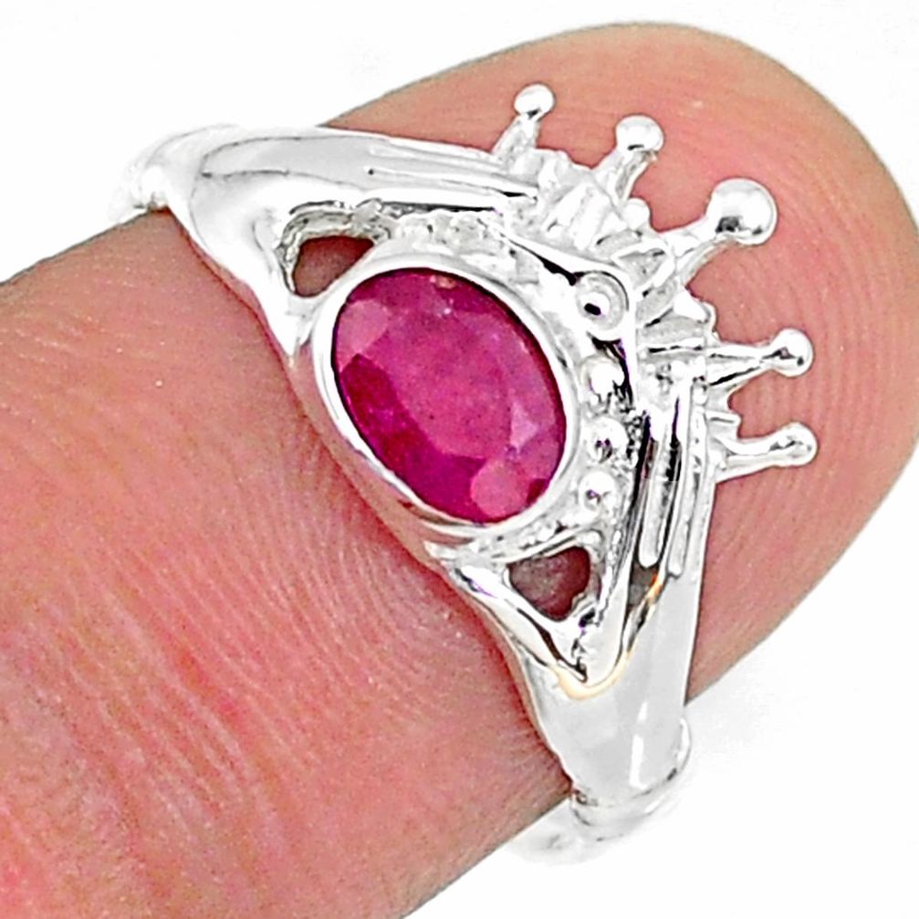 1.16cts claddagh evil eye natural red ruby 925 silver ring size 7 t36542