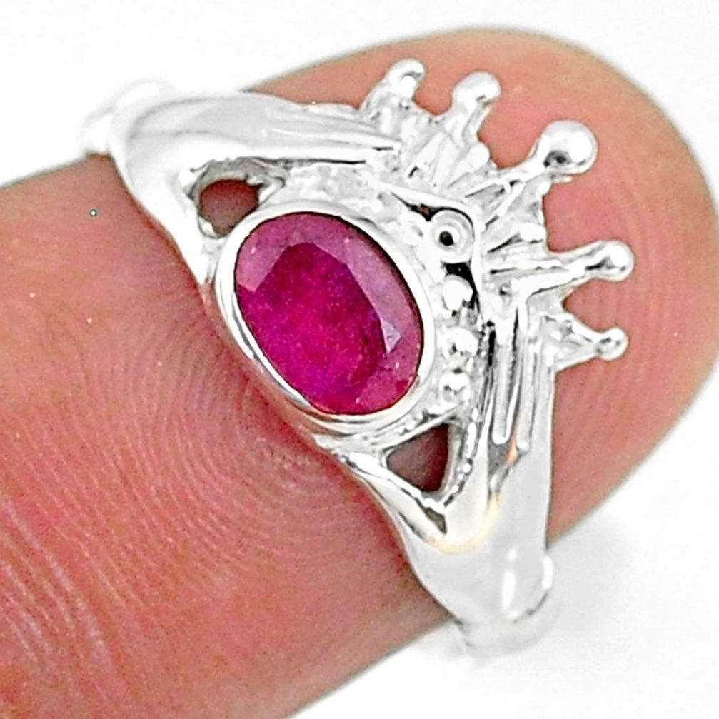 1.06cts claddagh evil eye natural red ruby 925 silver ring size 7 t36544