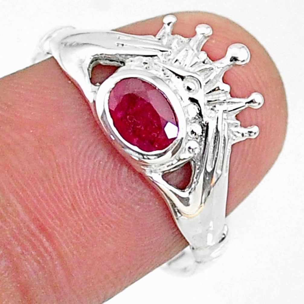 1.06cts claddagh evil eye natural red ruby 925 silver ring size 8 t36546