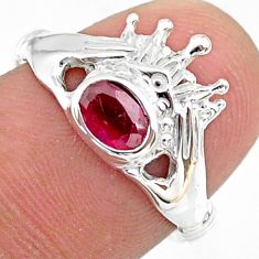 1.21cts claddagh evil eye natural red ruby 925 silver ring size 8 t36565