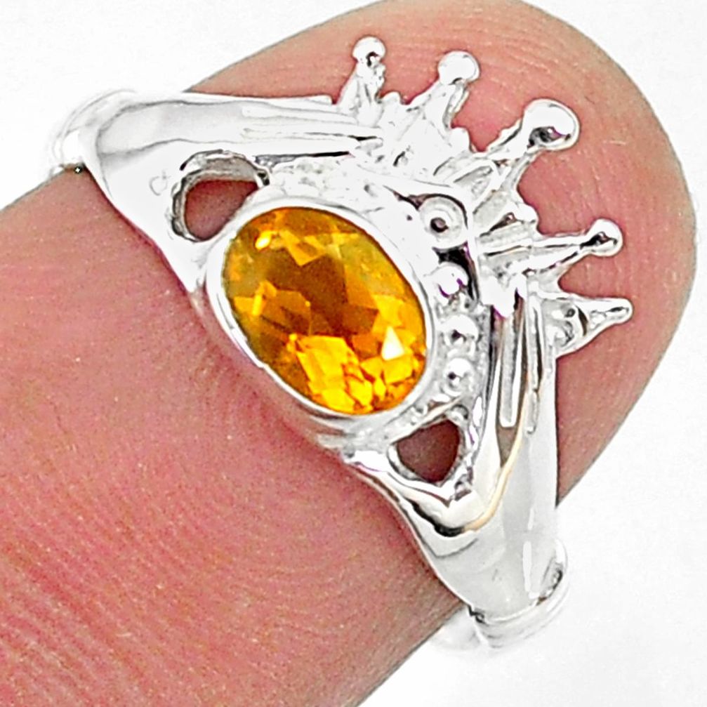 1.14cts claddagh evil eye natural yellow citrine 925 silver ring size 7 t36578