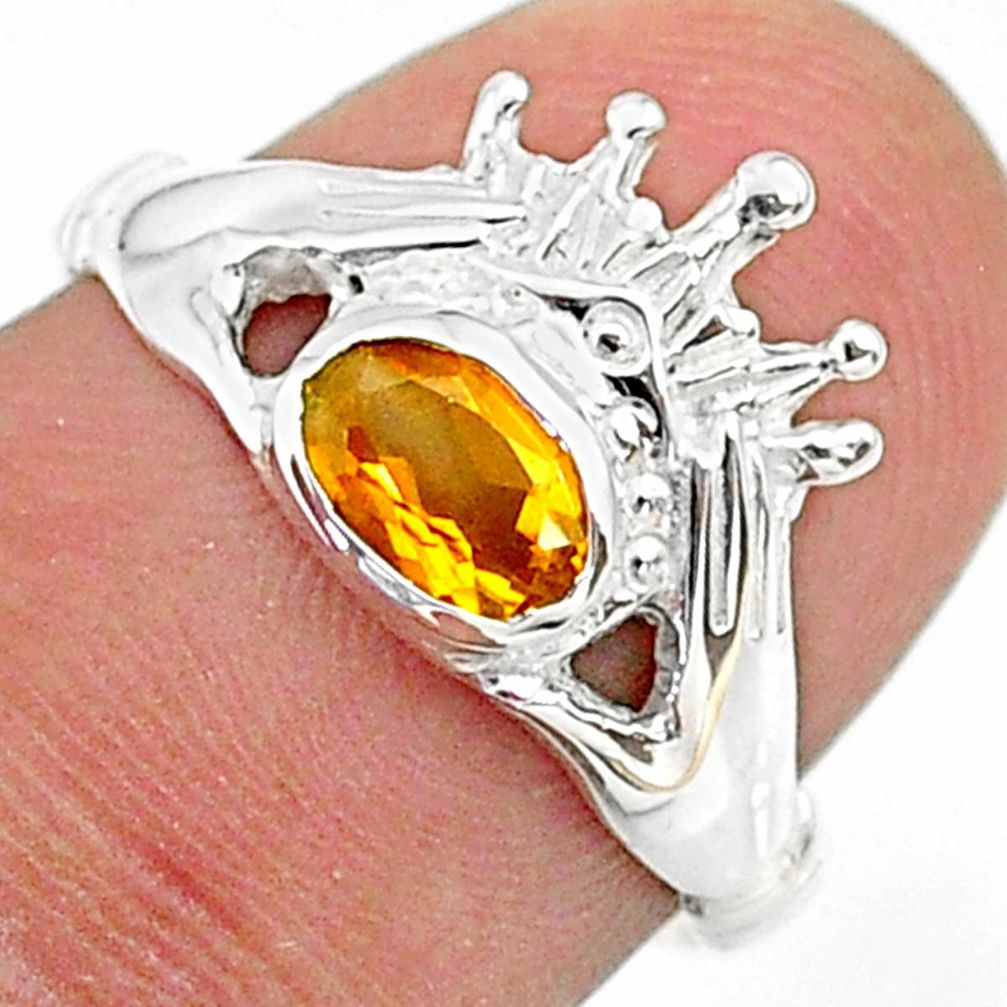 0.99cts claddagh evil eye natural yellow citrine 925 silver ring size 7 t36580
