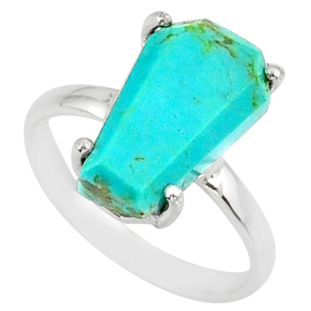 4.88cts coffin arizona mohave turquoise 925 silver solitaire ring size 7 r81789