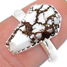5.76cts coffin natural bronze wild horse magnesite 925 silver ring size 8 u73570