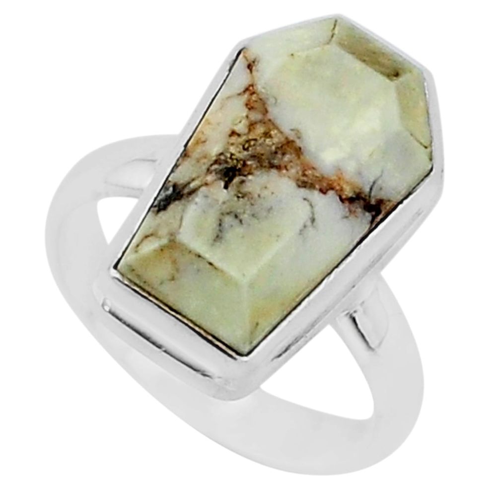 7.83cts coffin natural brown wild horse magnesite 925 silver ring size 7 r96096
