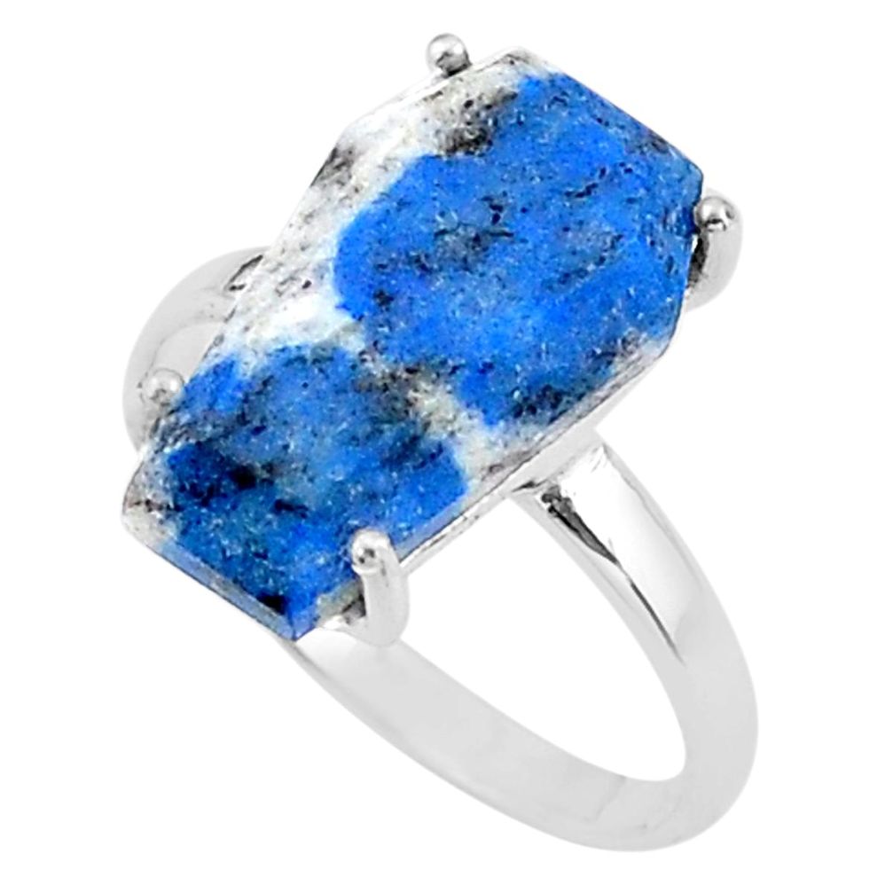 7.66cts coffin natural k2 blue (azurite in quartz) 925 silver ring size 8 t17341