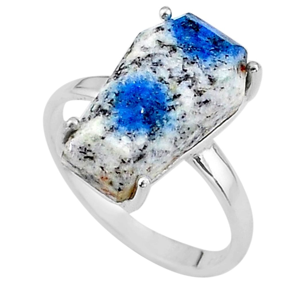 8.56cts coffin natural k2 blue (azurite in quartz) 925 silver ring size 8 t17349