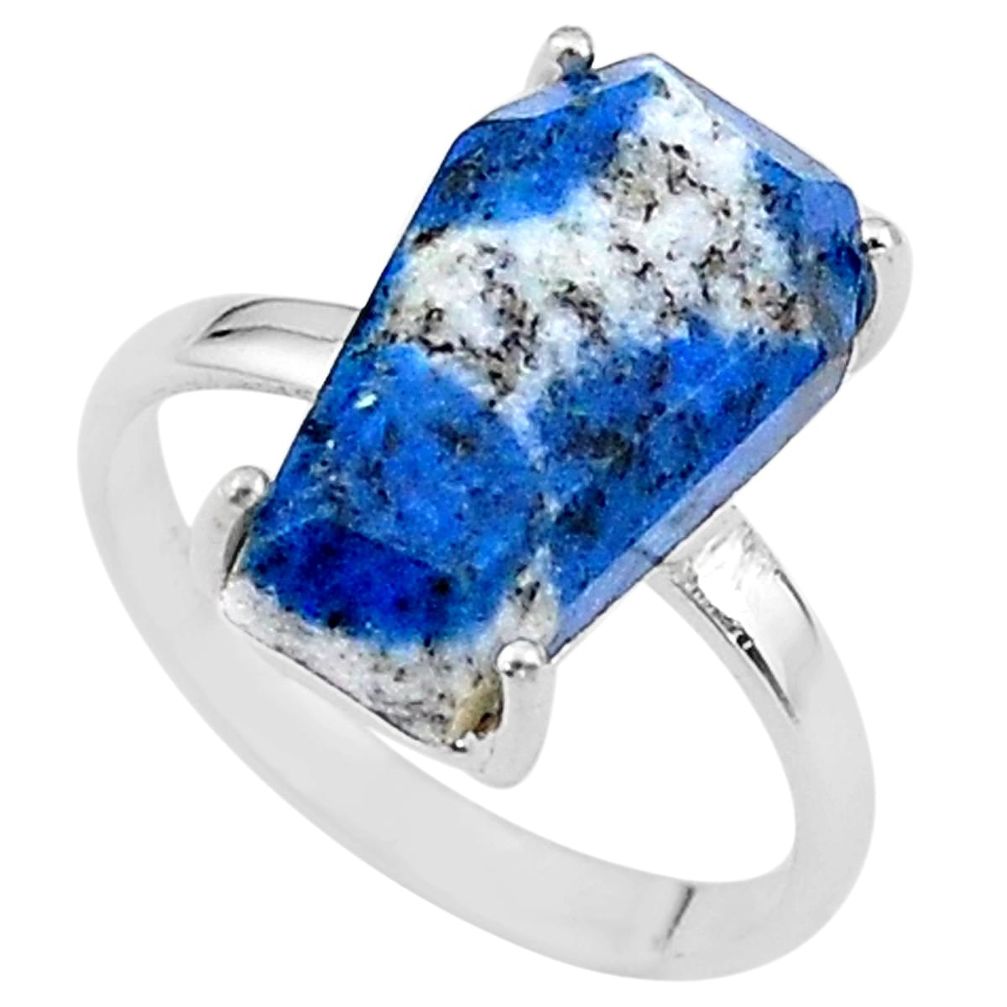 8.03cts coffin natural k2 blue (azurite in quartz) 925 silver ring size 8 t17352