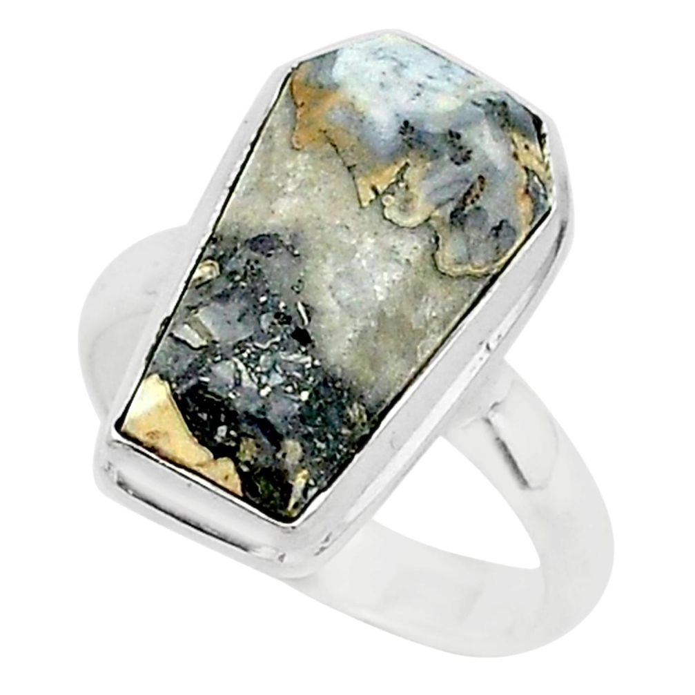 7.33cts coffin natural malinga jasper 925 silver solitaire ring size 7 r96133