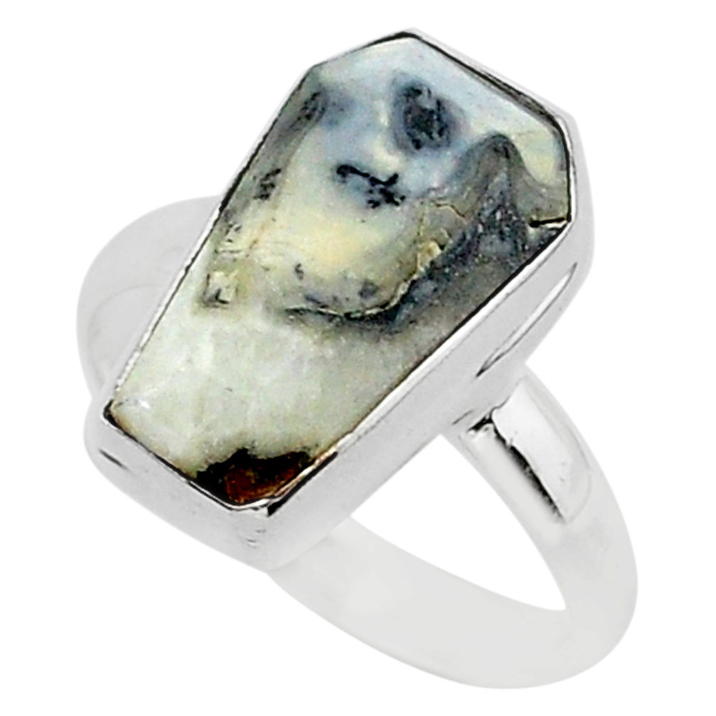 7.63cts coffin natural malinga jasper 925 silver solitaire ring size 9 r96132