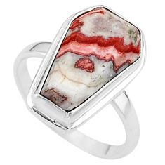 8.06cts coffin natural pink rosetta stone jasper 925 silver ring size 8 t17486