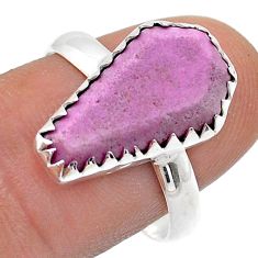 5.24cts coffin natural purple phosphosiderite 925 silver ring size 8.5 u73598