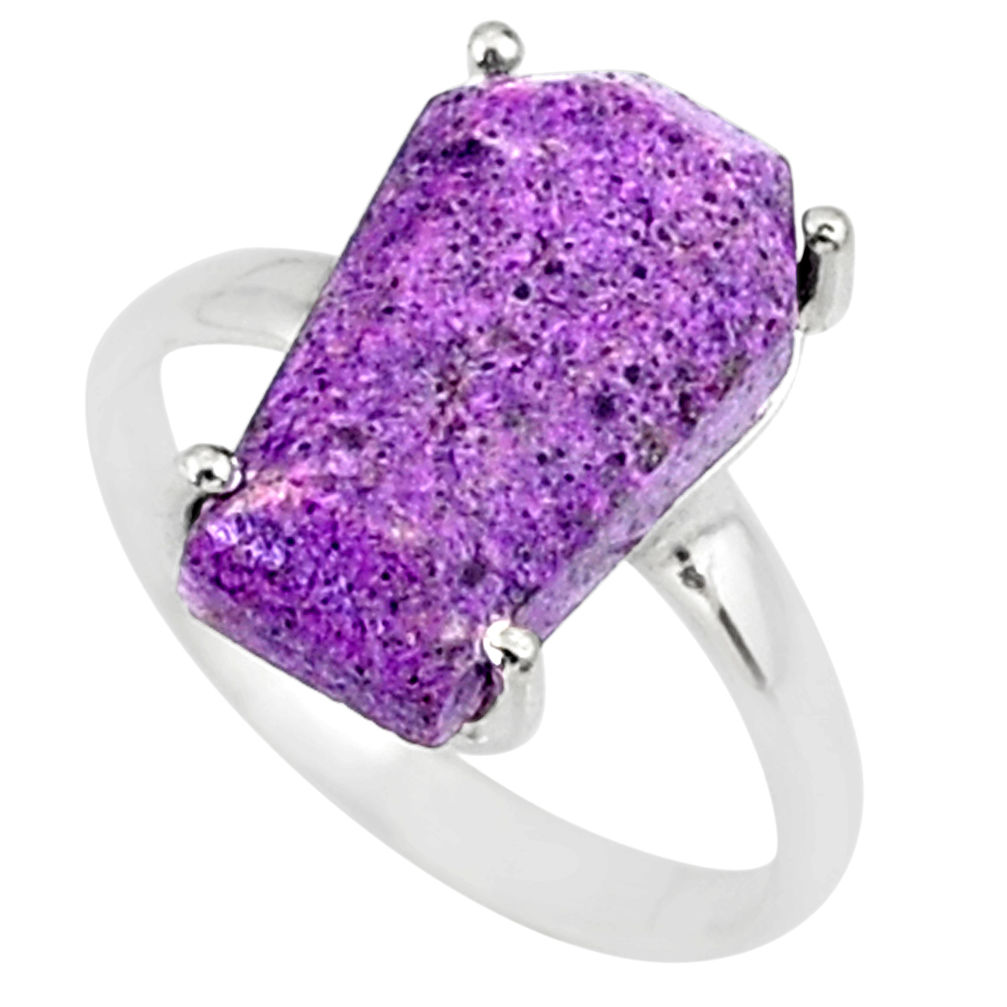 4.54cts coffin natural purpurite stichtite silver solitaire ring size 6 r81820