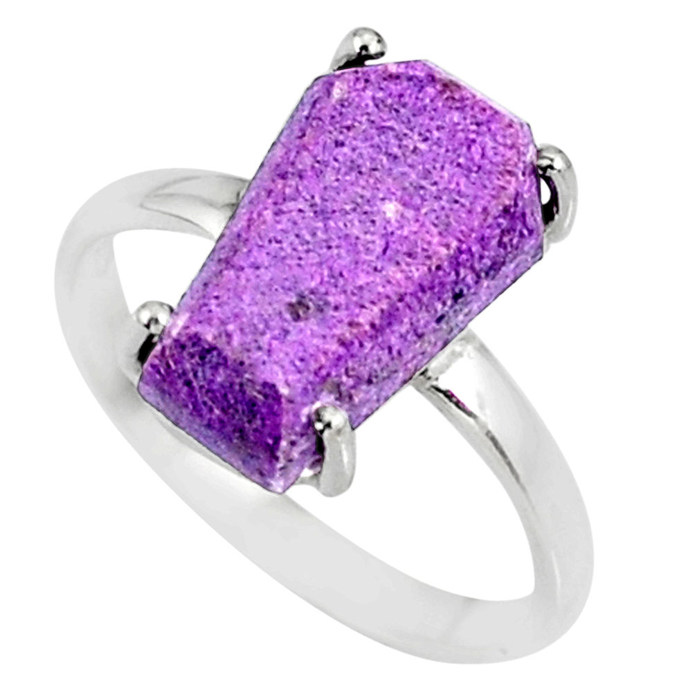 5.20cts coffin natural purpurite stichtite silver solitaire ring size 8 r82003
