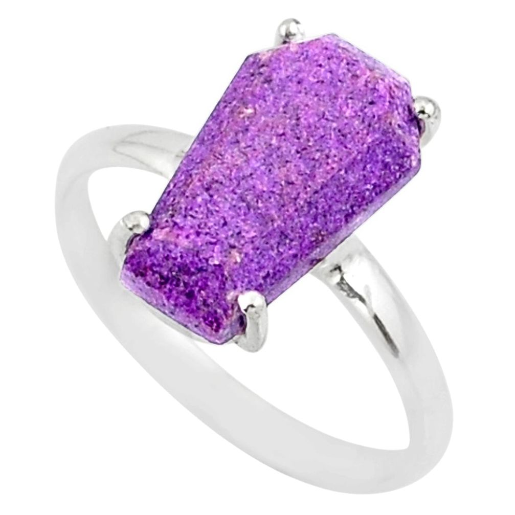 4.57cts coffin natural purpurite stichtite silver solitaire ring size 9 r81769