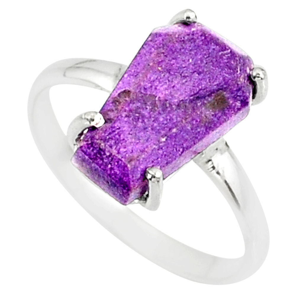 4.88cts coffin natural purpurite stichtite silver solitaire ring size 9 r81771