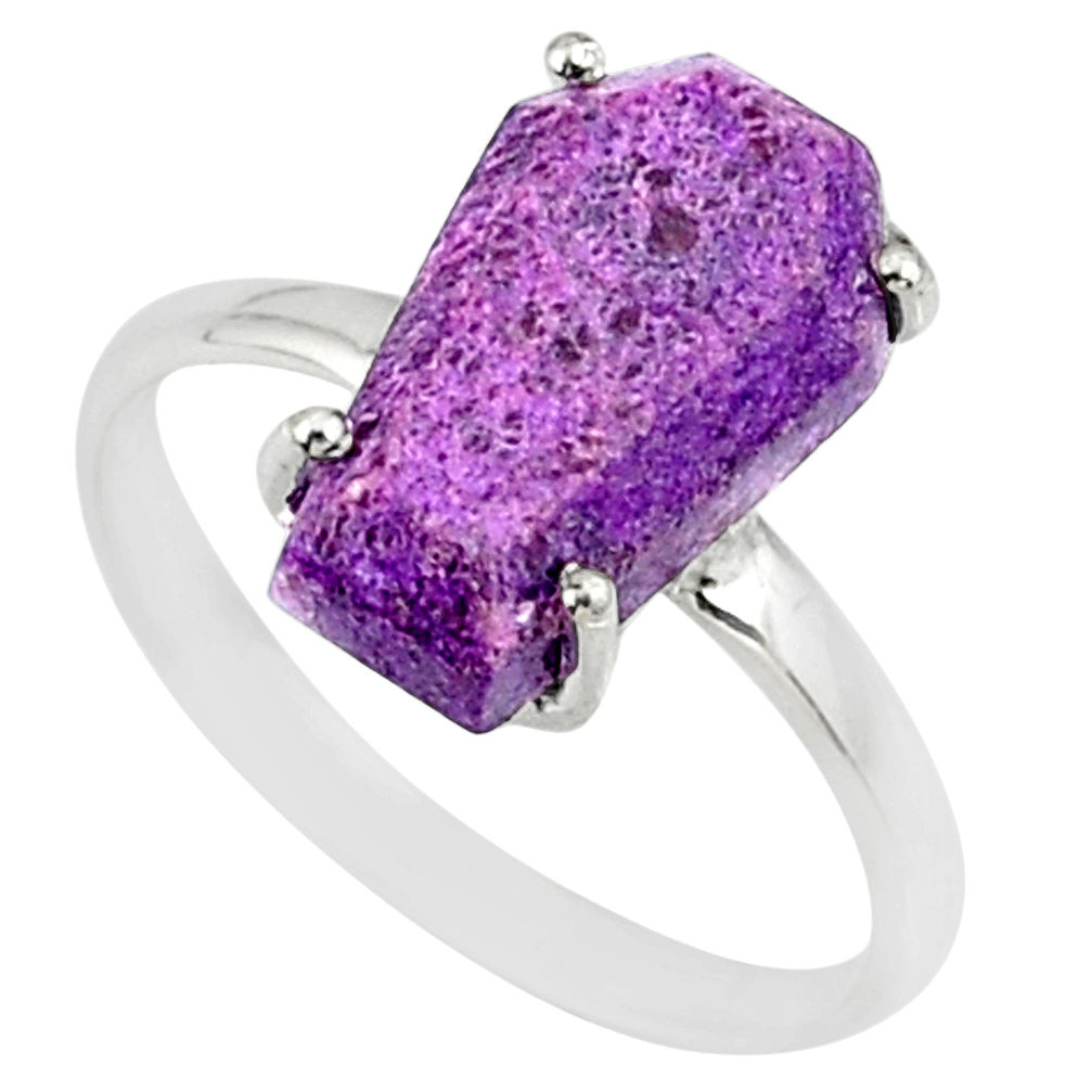 4.86cts coffin natural purpurite stichtite silver solitaire ring size 9 r81772