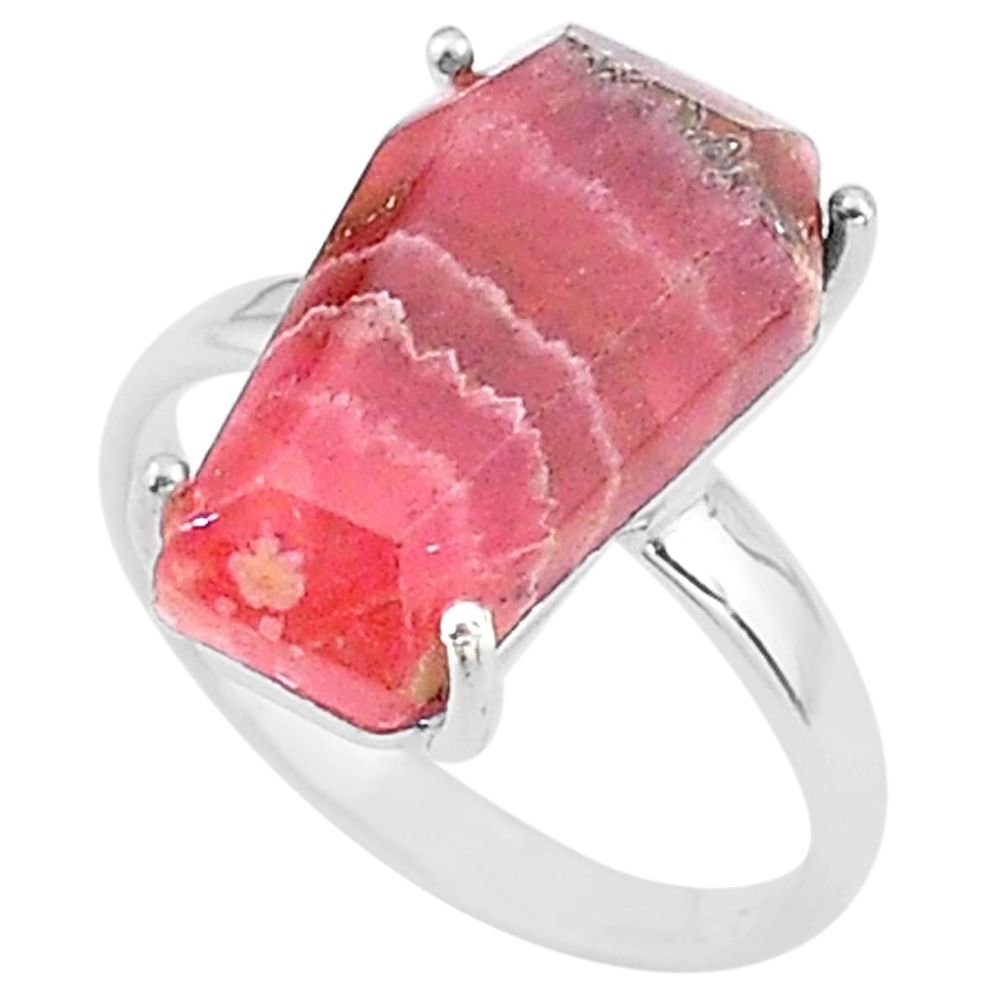 8.87cts coffin natural rhodochrosite inca rose 925 silver ring size 7 t17407