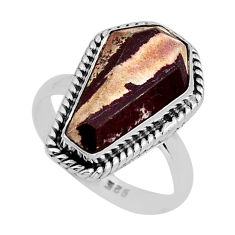5.23cts coffin natural sonoran dendritic rhyolite 925 silver ring size 7 y95607