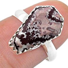 5.24cts coffin natural sonoran dendritic rhyolite silver ring size 7.5 u73523