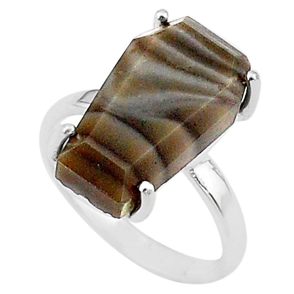 7.63cts coffin solitaire natural imperial jasper 925 silver ring size 6 t17416