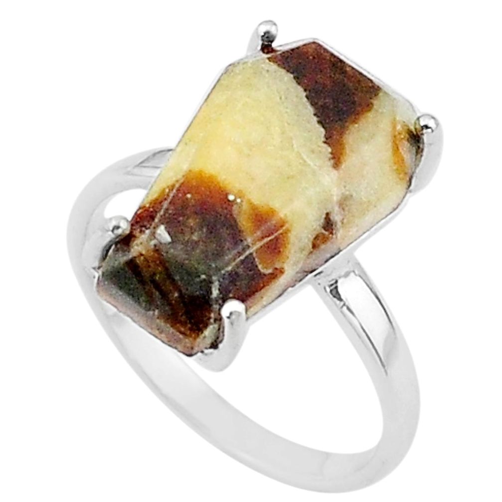 7.66cts coffin solitaire natural septarian gonads 925 silver ring size 7 t17403