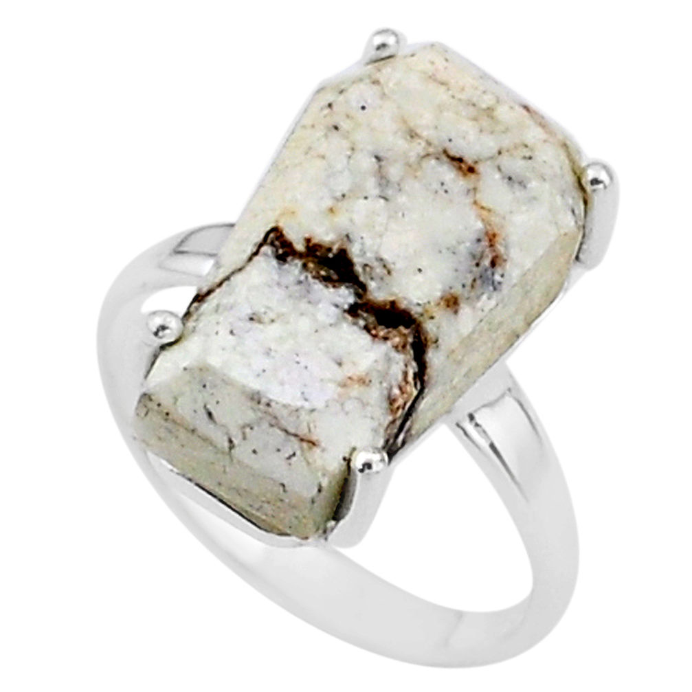 7.68cts coffin solitaire natural wild horse magnesite silver ring size 6 t17372
