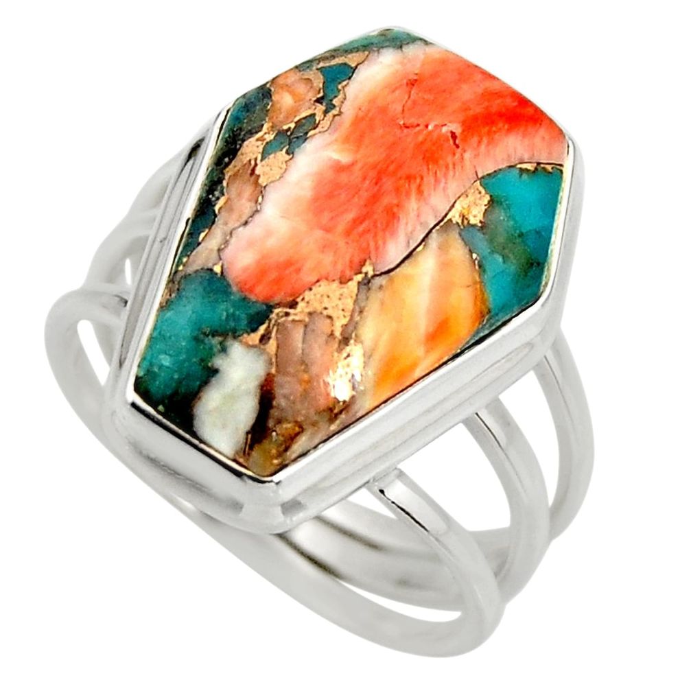 12.36cts coffin spiny oyster arizona turquoise silver ring size 7.5 r27056