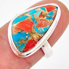 11.09cts coral matrix turquoise 925 sterling silver ring jewelry size 6.5 y25406