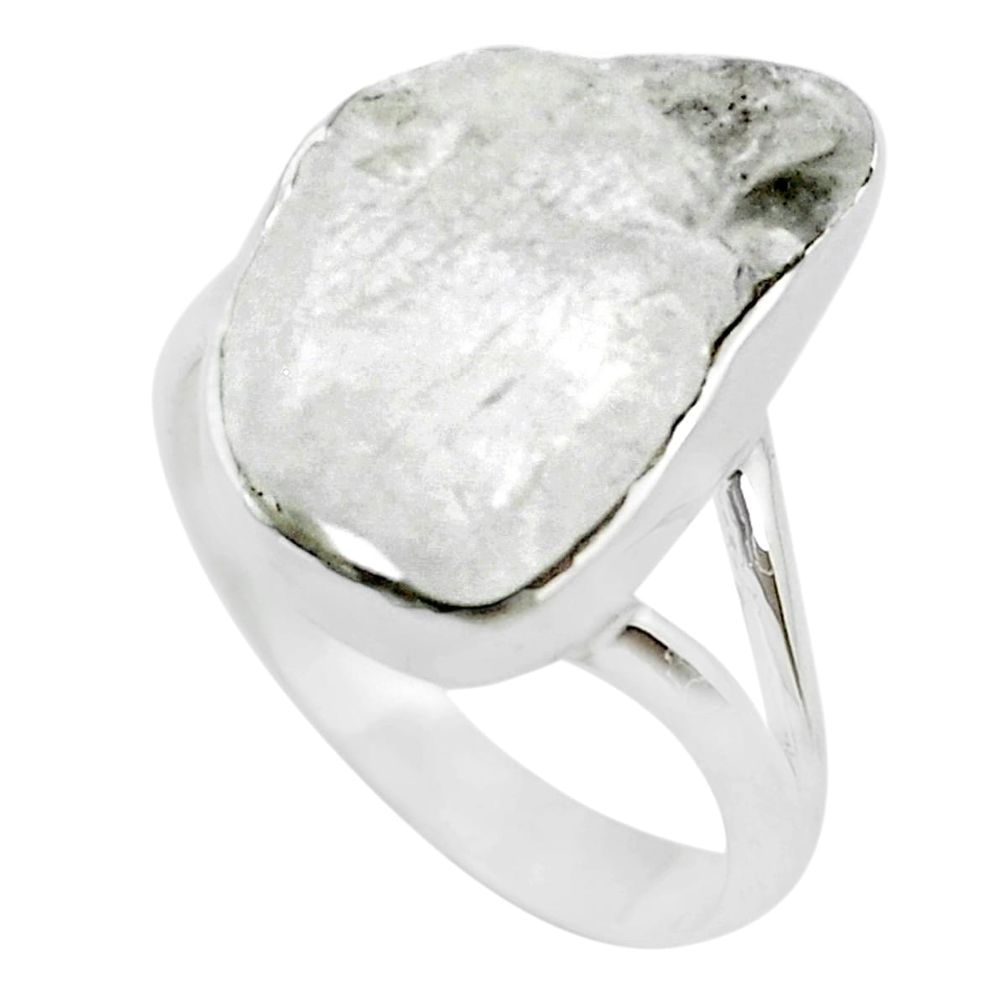 8.70cts crown chakra healing natural white crystal 925 silver ring size 8 u46707