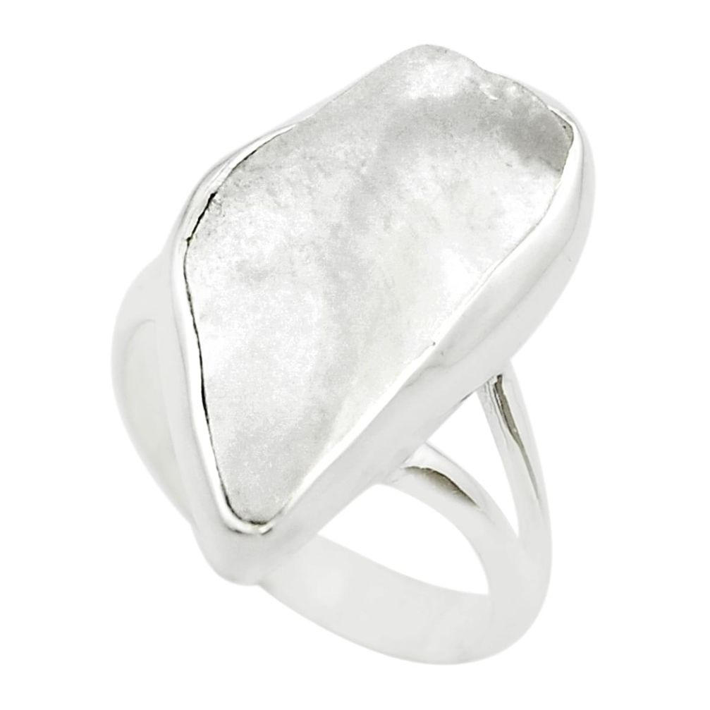 Crown chakra healing natural white crystal 925 silver ring size 6.5 u46711