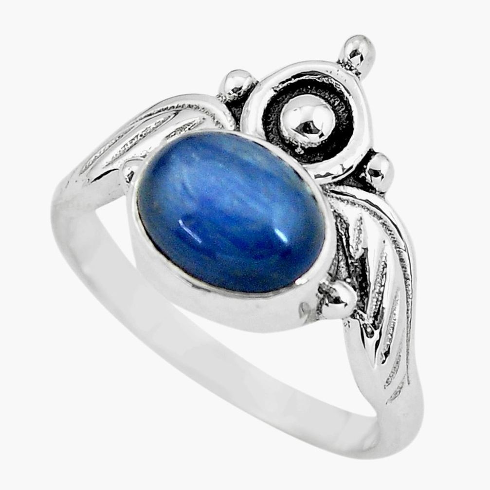 3.24cts crown natural blue kyanite 925 silver solitaire ring size 8 p57809