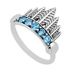 1.79cts crown natural blue topaz 925 sterling silver ring jewelry size 6 n54770